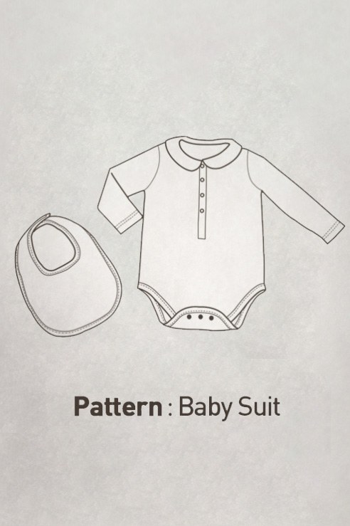Children's pattern-round collar long-sleeved suit & bib CTV-045
