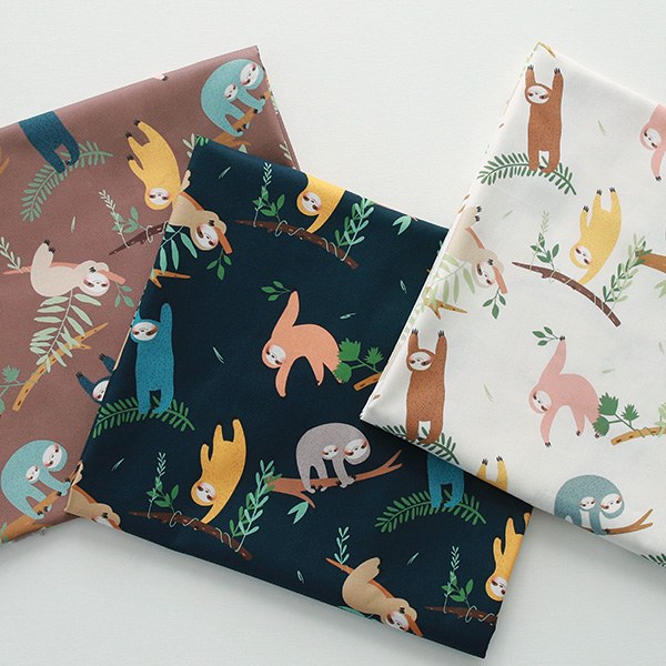 Cotton sheeting-Forest of Sloths, 3colors(44")