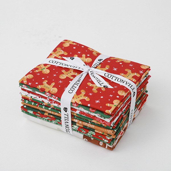 Cotton sheeting-EMANON Happy Christmas Quarter 12pcs+1full Panel Package