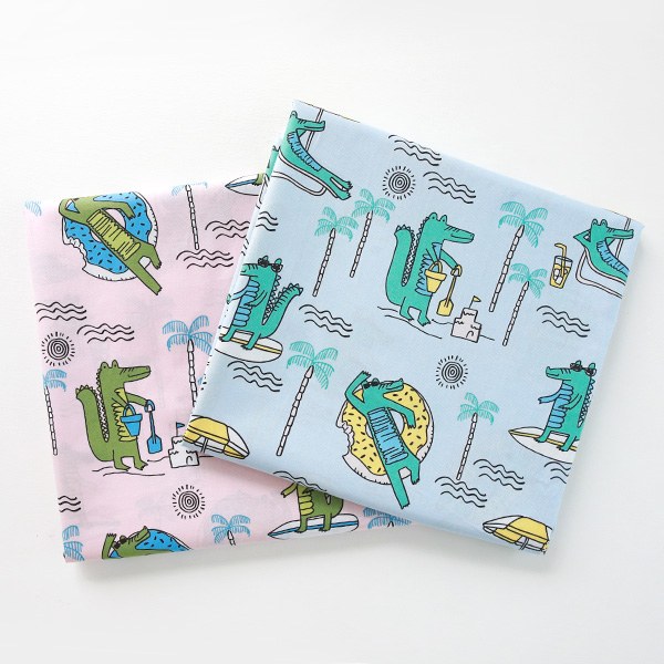 30s wide cotton fabric-Cartoon Crocodile, 2colors(58")