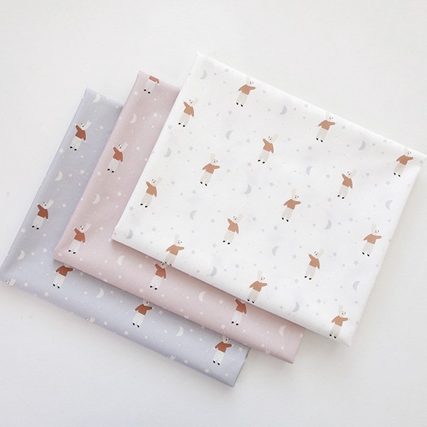 Organic cotton sheeting-Rabbit&Moon, 3colors(44")