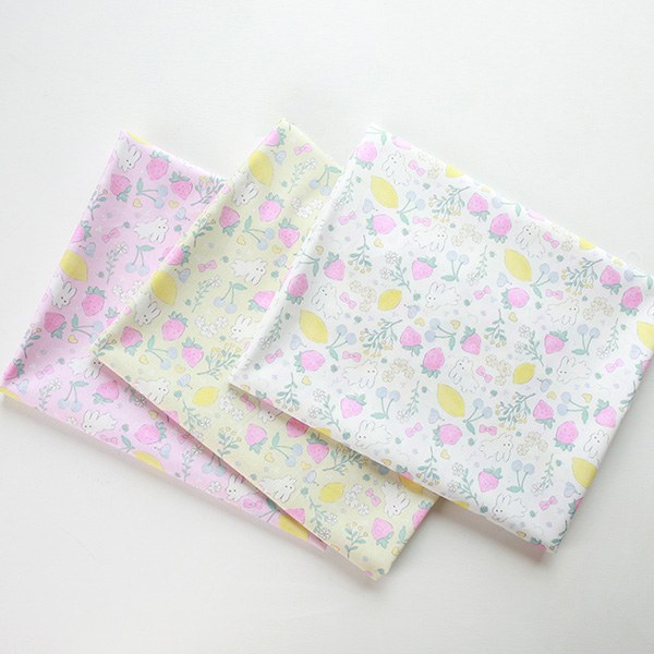 Organic cotton sheeting-Berry Strawberry, 3colors(44")